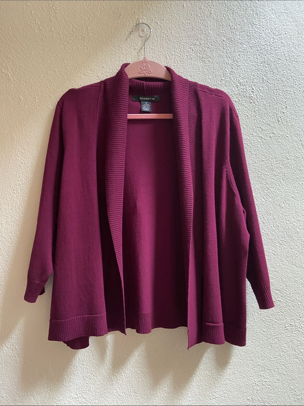 89th & Madison Open-Front Cardigan in Wine